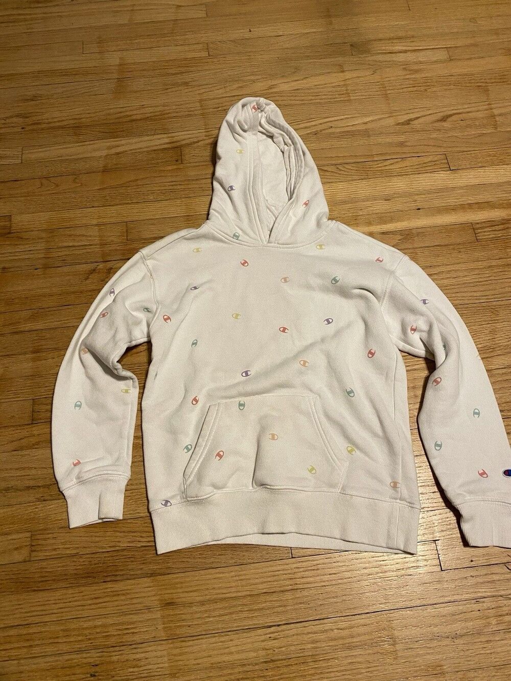 Champion Kids Pullover Hoodie White Unisex Size 8 Boy Or Girl